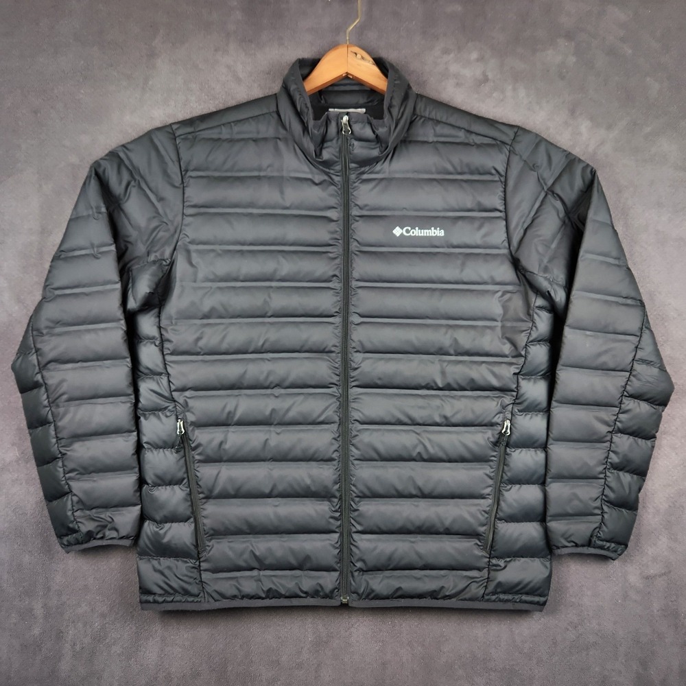 Columbia Lake 22 Down Jacket Mens XL Black 650 Fill Puffer WO0839 Heat Seal